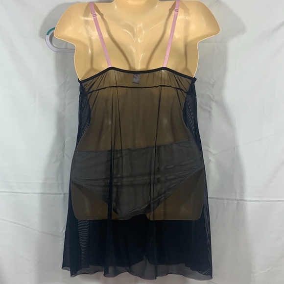 Popsi Lingerie Babydoll Black And Pink Lace Sz XL - Picture 10 of 12